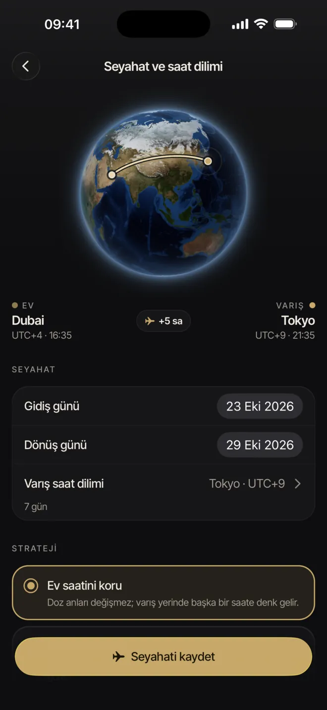 Küre ve saat farkı seçenekleriyle PepLabo seyahat modu